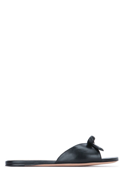 DIOR BOW BASSA PELLE NERA SANDALS