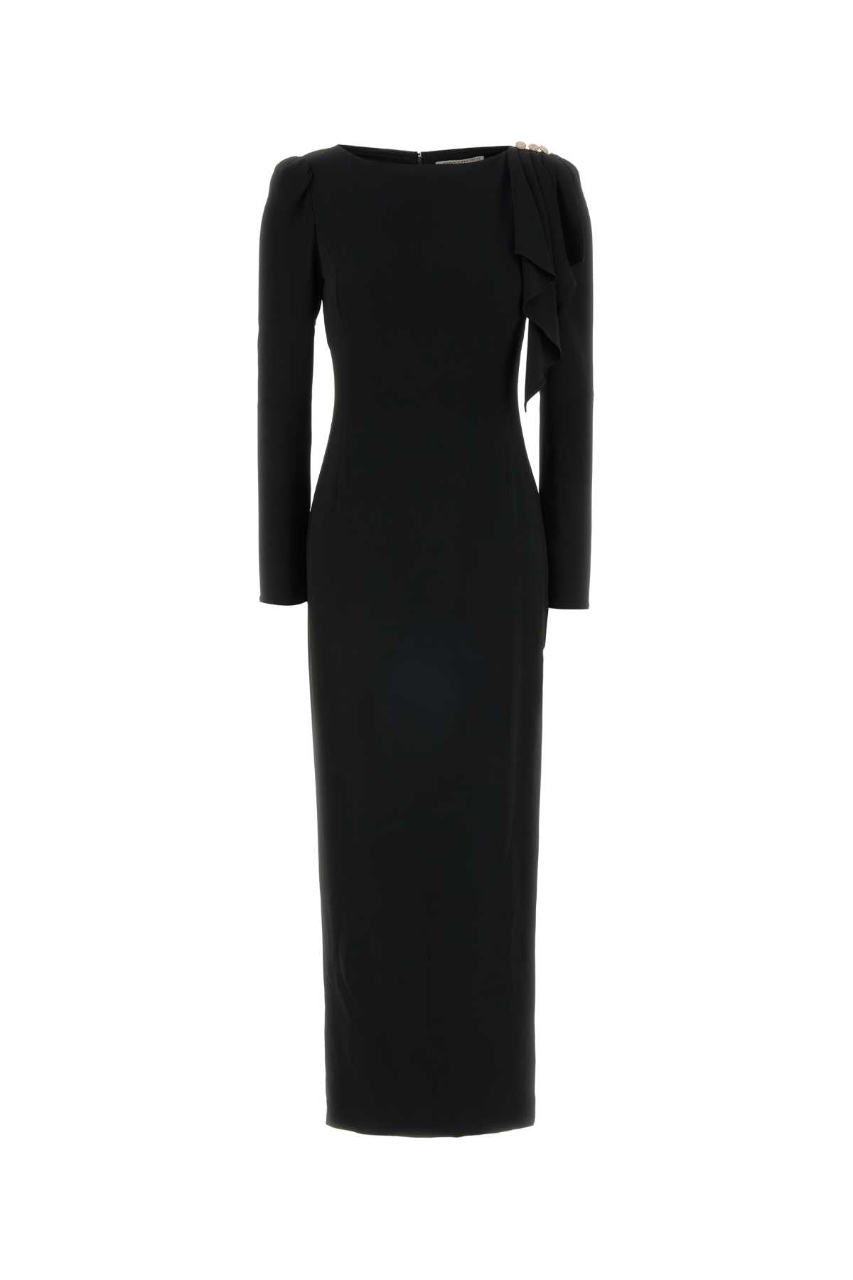 Alessandra Rich Cady evening dress with volant and side split