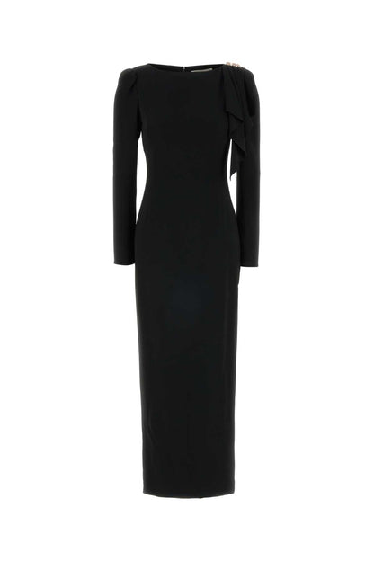 Alessandra Rich Cady evening dress with volant and side split