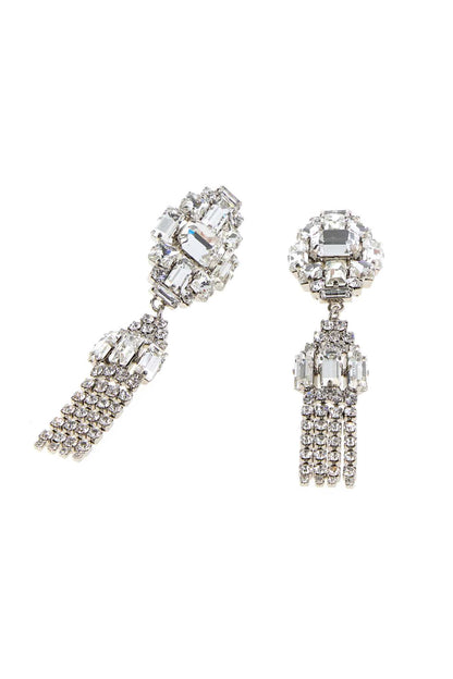 Alessandra Rich Crystal earrings with pendant and fringes