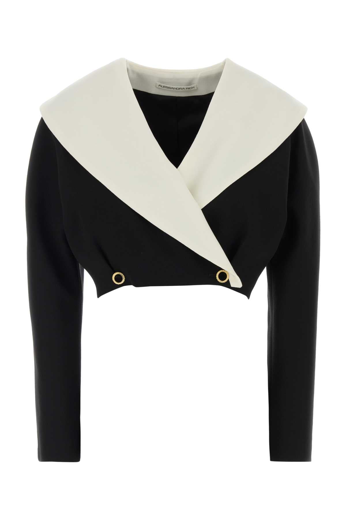 WOOL CREPE CROP DOUBLE BREASTED JACKET BLAZERS AND VESTS