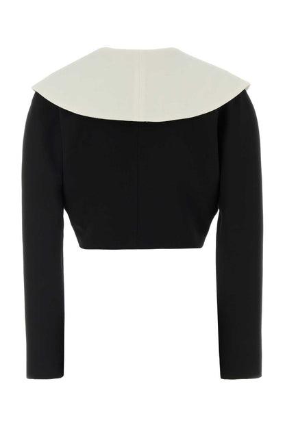 WOOL CREPE CROP DOUBLE BREASTED JACKET BLAZERS AND VESTS