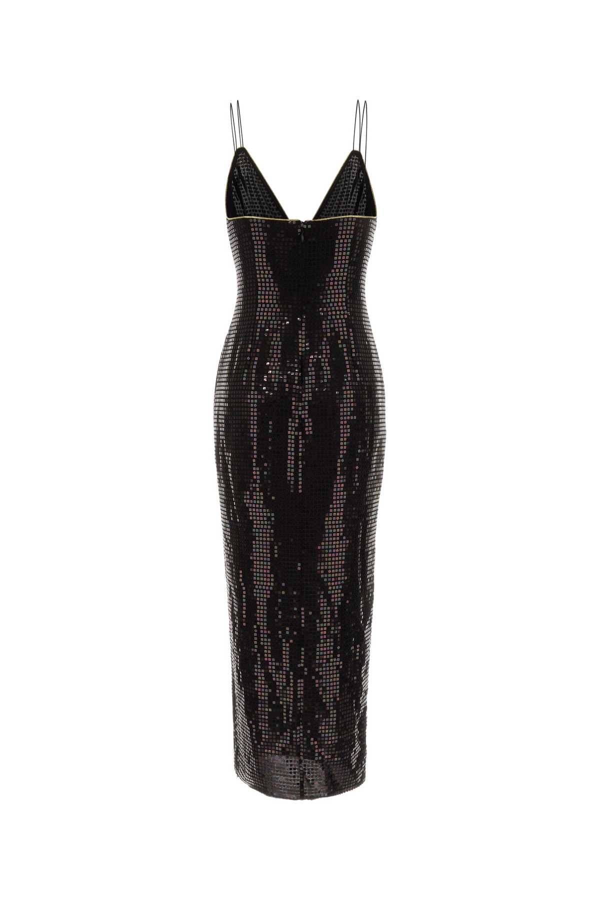 SEQUIN EMBROIDERED GEORGETTE SLIP DRESS W/ PIPING DRESSES