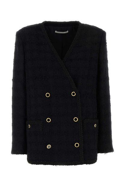 CHECK TWEED BOUCLE DOUBLE BREASTED JACKET BLAZERS AND VESTS