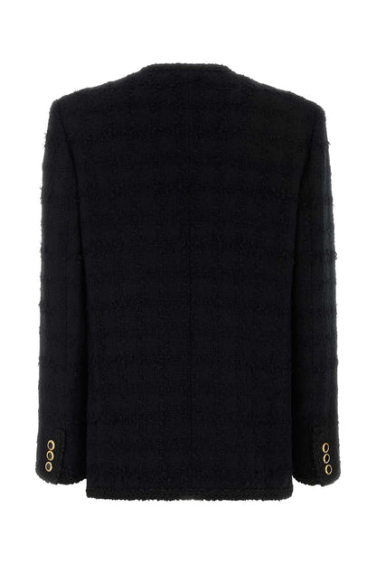 CHECK TWEED BOUCLE DOUBLE BREASTED JACKET BLAZERS AND VESTS