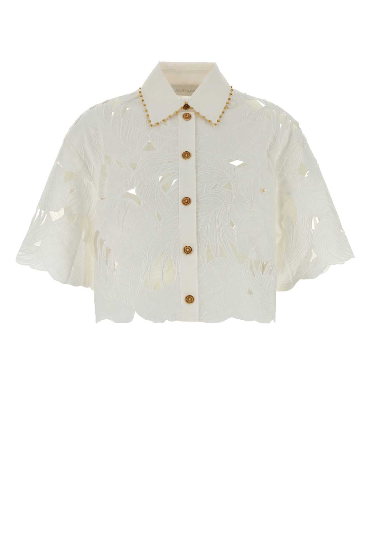 Zimmermann Mahon embroidered crop shirt