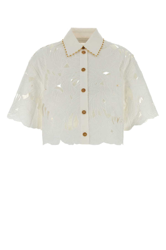 Zimmermann Mahon embroidered crop shirt