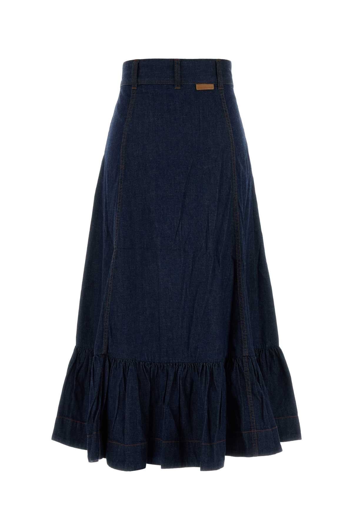 ASTER DENIM FRILL MIDI SKIRT SKIRTS