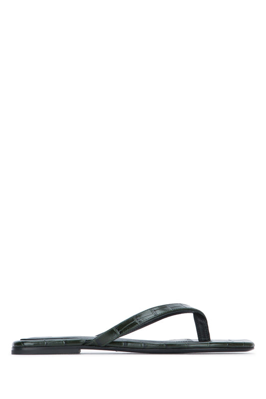 Toteme Croco-embossed flip flops