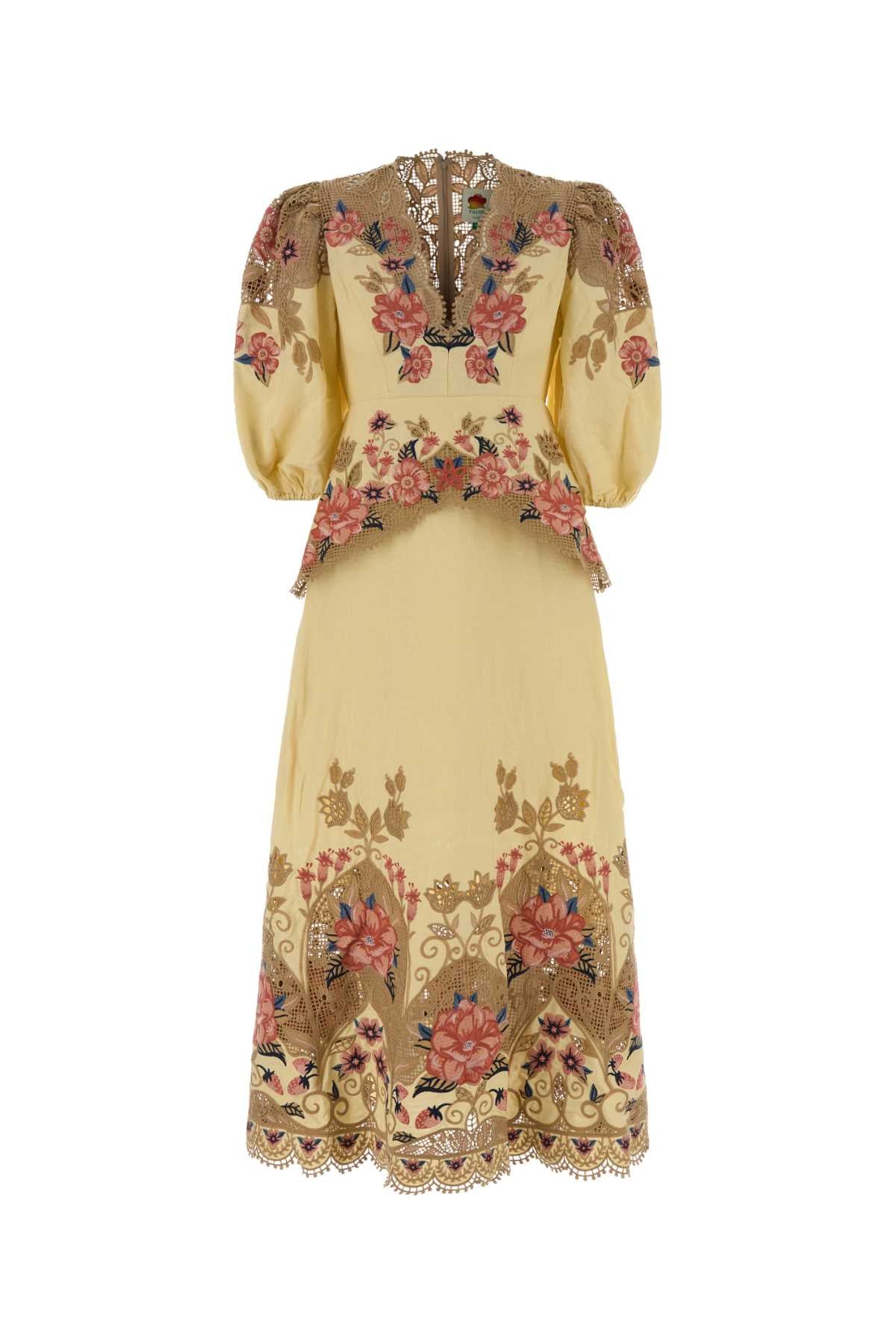EMBROIDERY LONG SLEEVE MIDI DRESS DRESSES