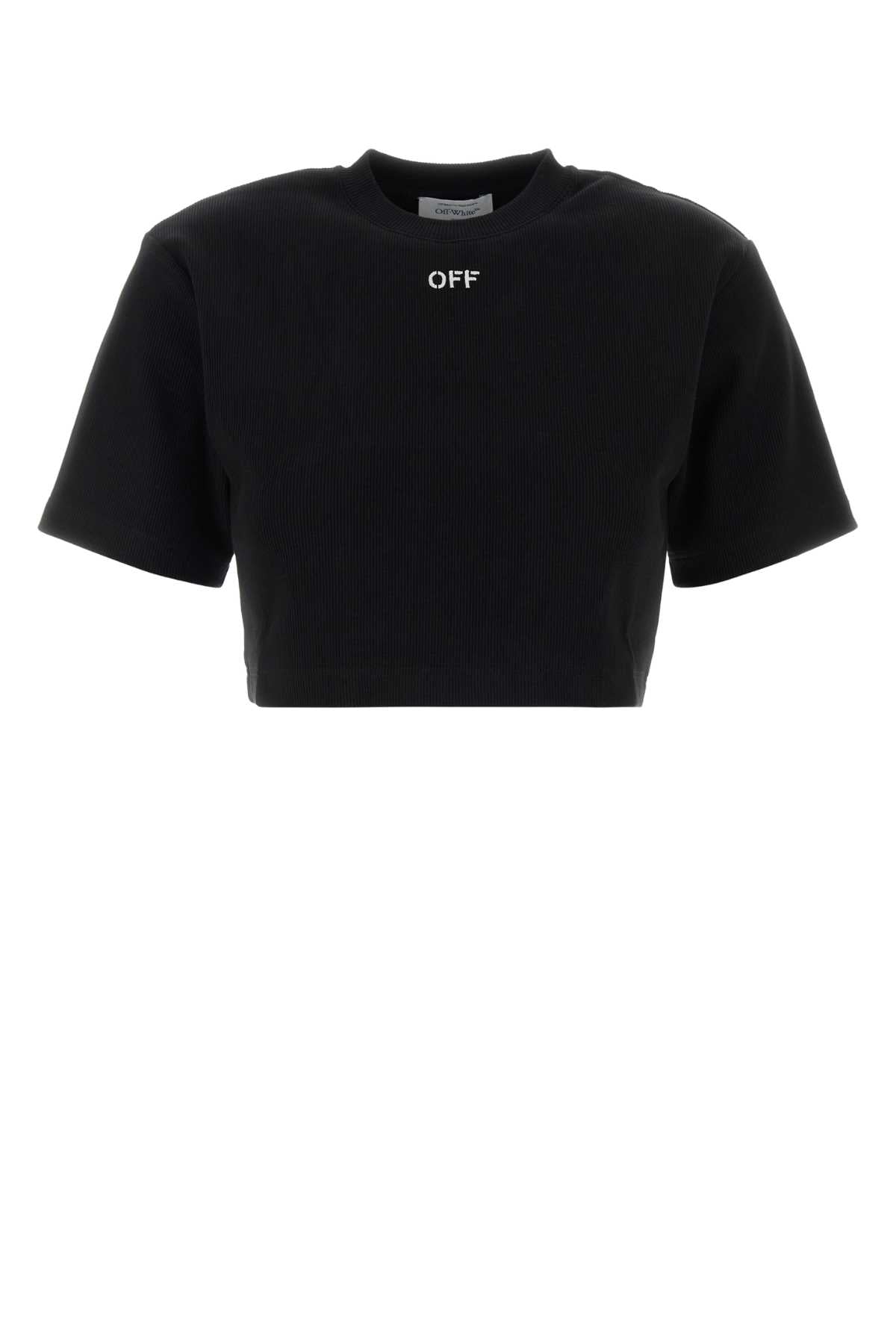Off White Off stamp rib cropped tee  black