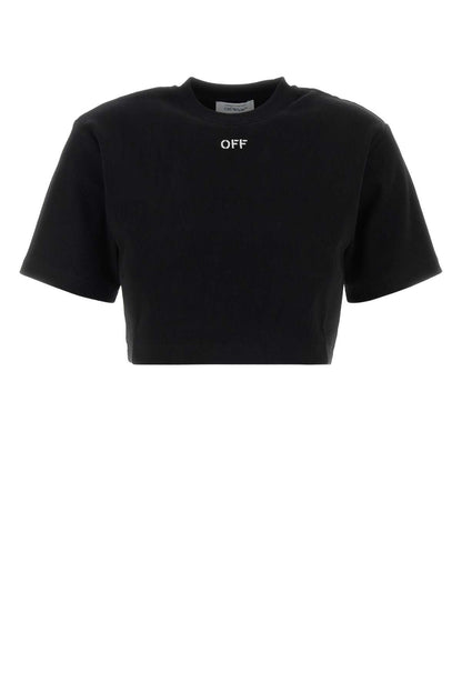 Off White Off stamp rib cropped tee  black