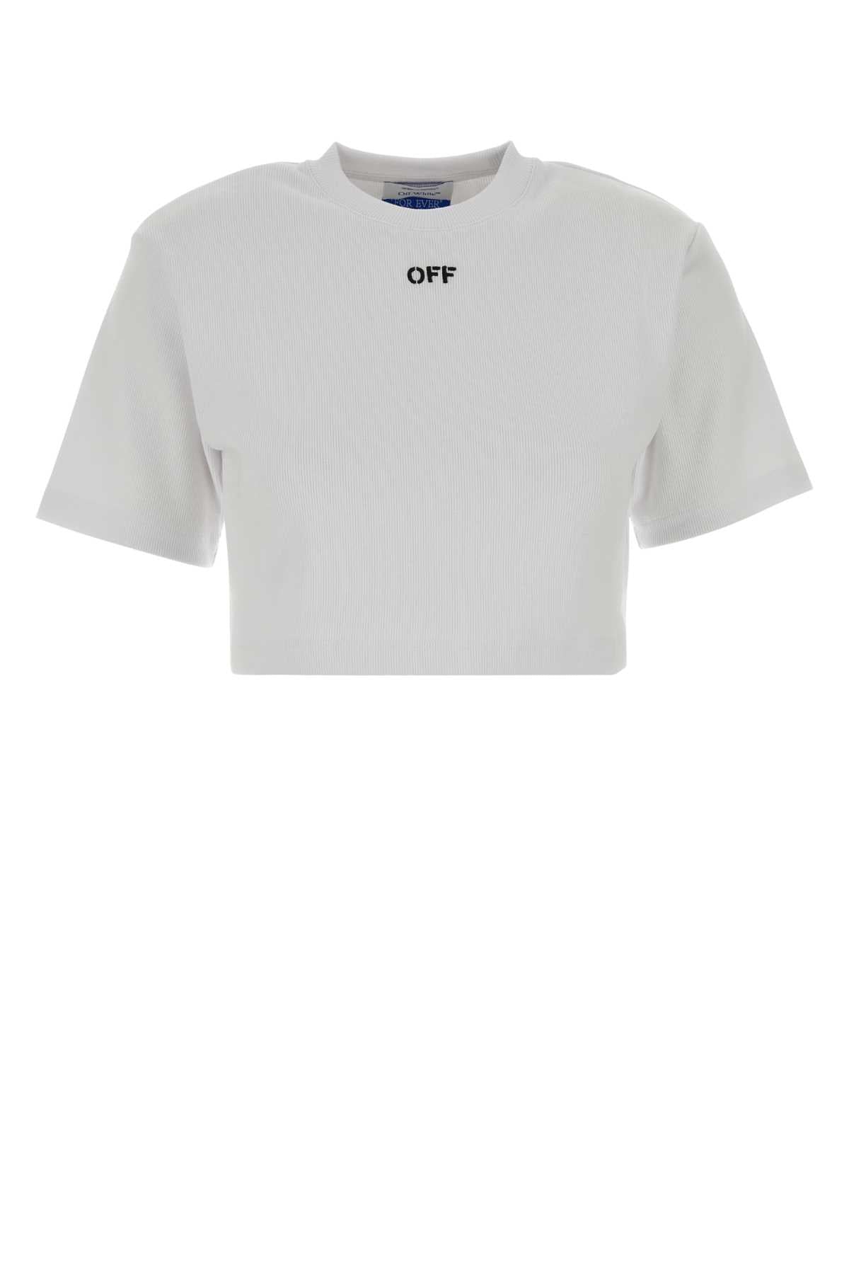 Off White Off stamp rib cropped tee white black