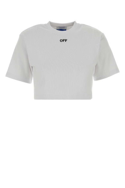 Off White Off stamp rib cropped tee white black