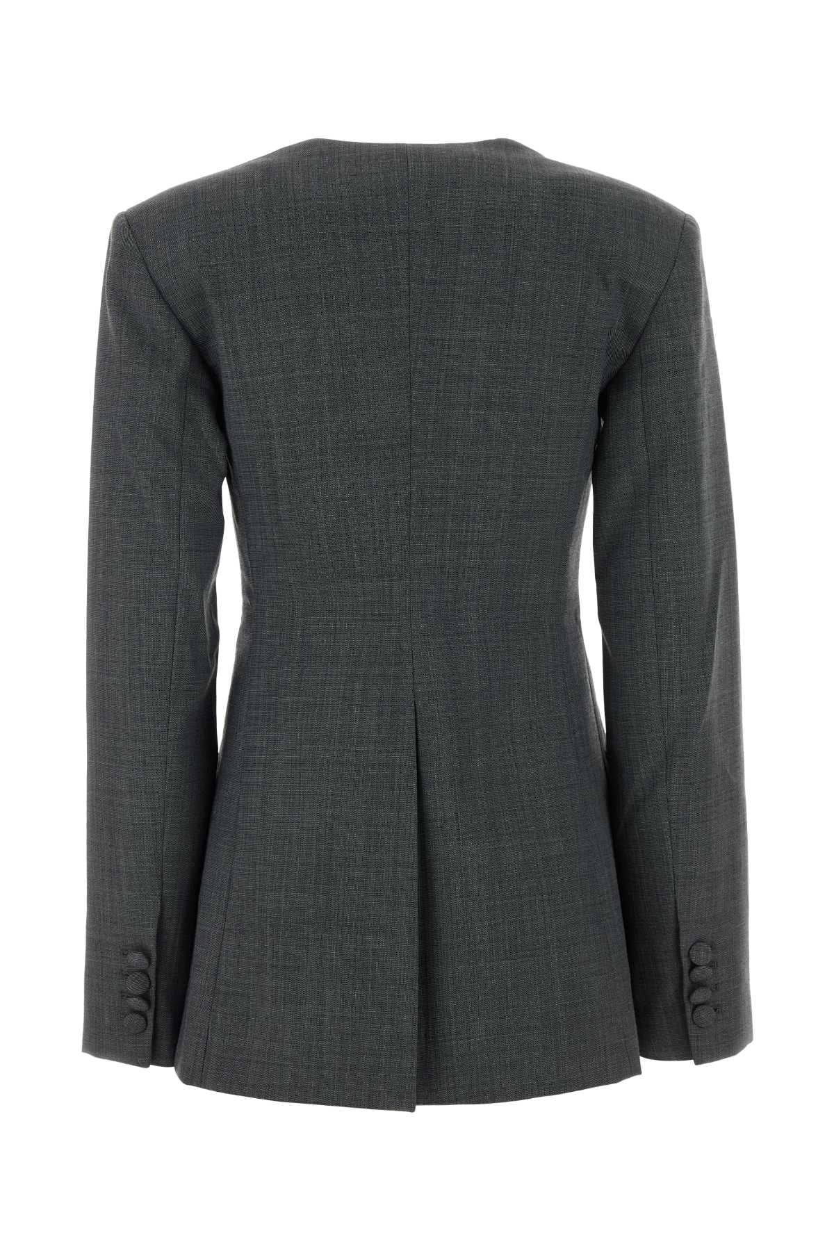 Ganni Wool melange suiting long button blazer