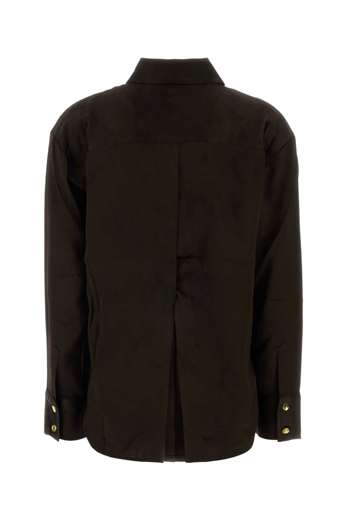Ganni Fluid satin jacquard long sleeve shirt