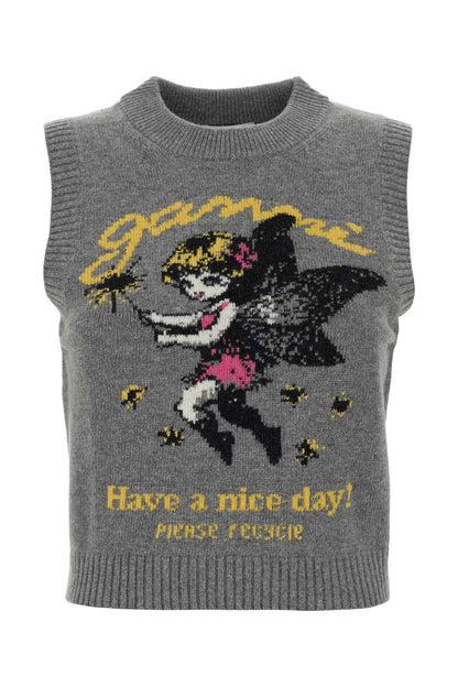 Ganni Graphic wool vest