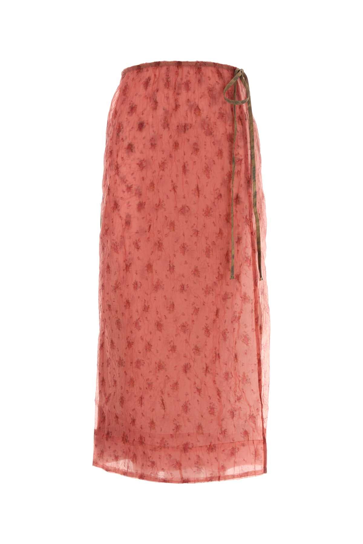 SHIBORI ORGANZA/PRINTED STRETCH COTTON SKIRT SKIRTS