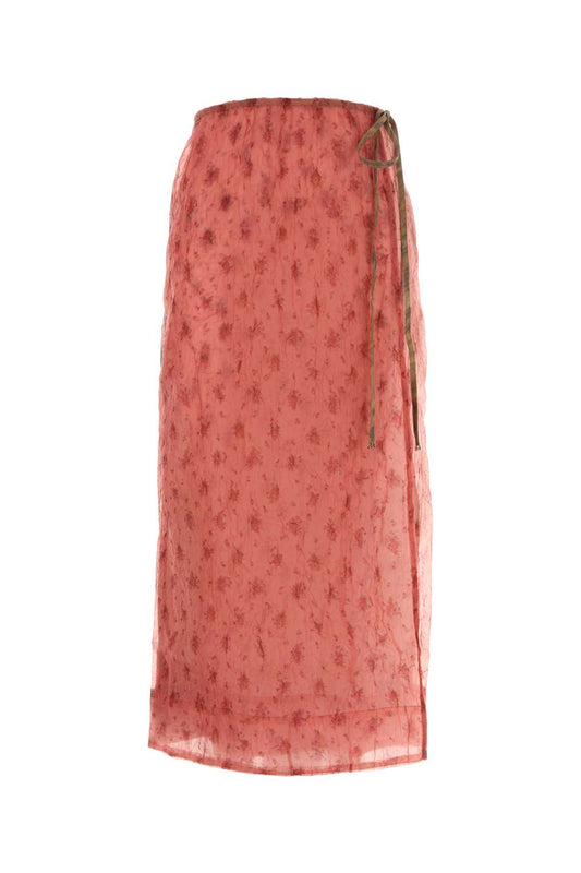 SHIBORI ORGANZA/PRINTED STRETCH COTTON SKIRT SKIRTS