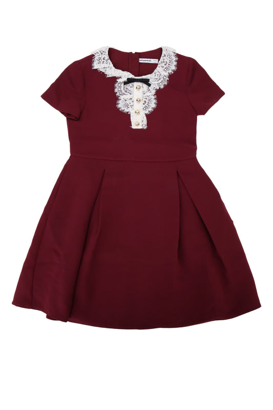 BURGUNDY LACE BIB DRESS DRESSES