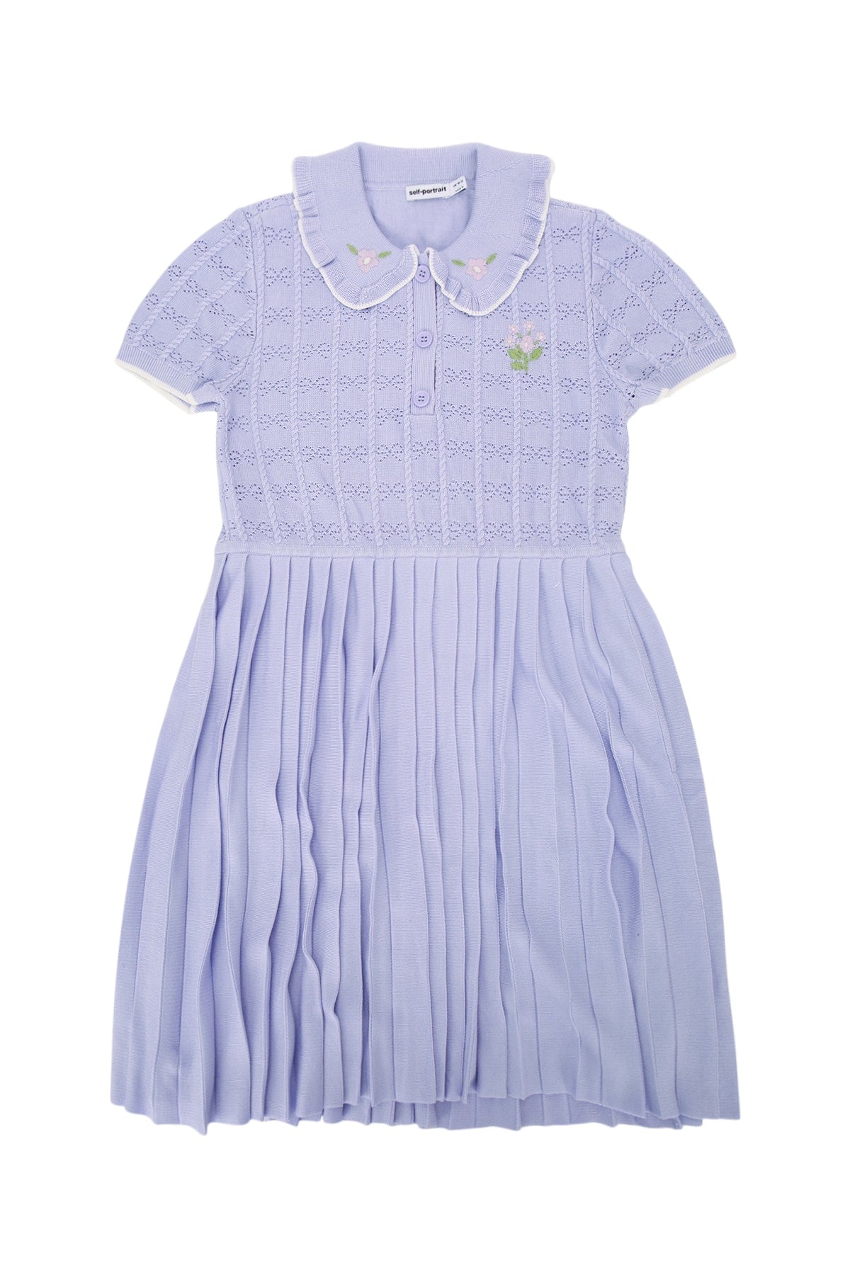 LILAC PLEATED POINTELLE KNIT DRESS DRESSES