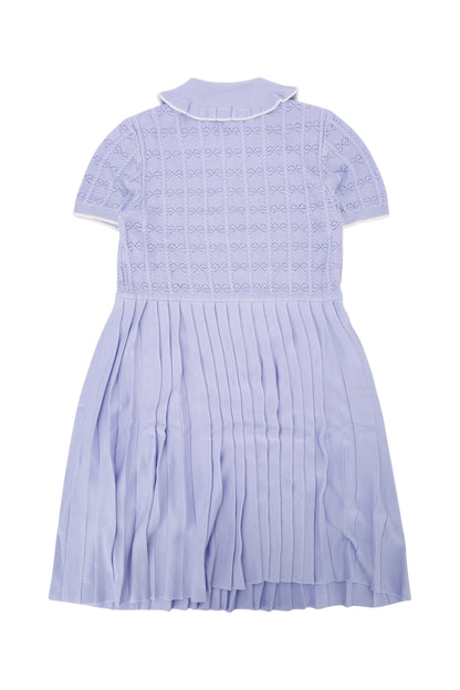 LILAC PLEATED POINTELLE KNIT DRESS DRESSES