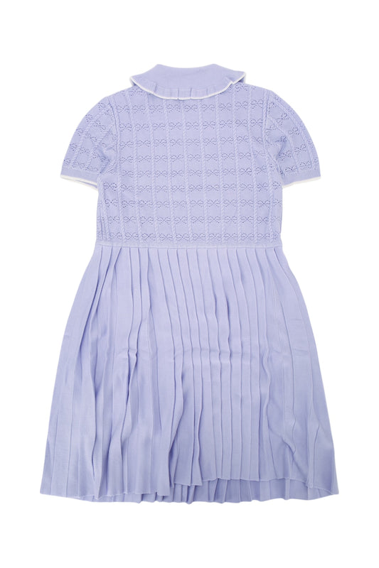 LILAC PLEATED POINTELLE KNIT DRESS DRESSES