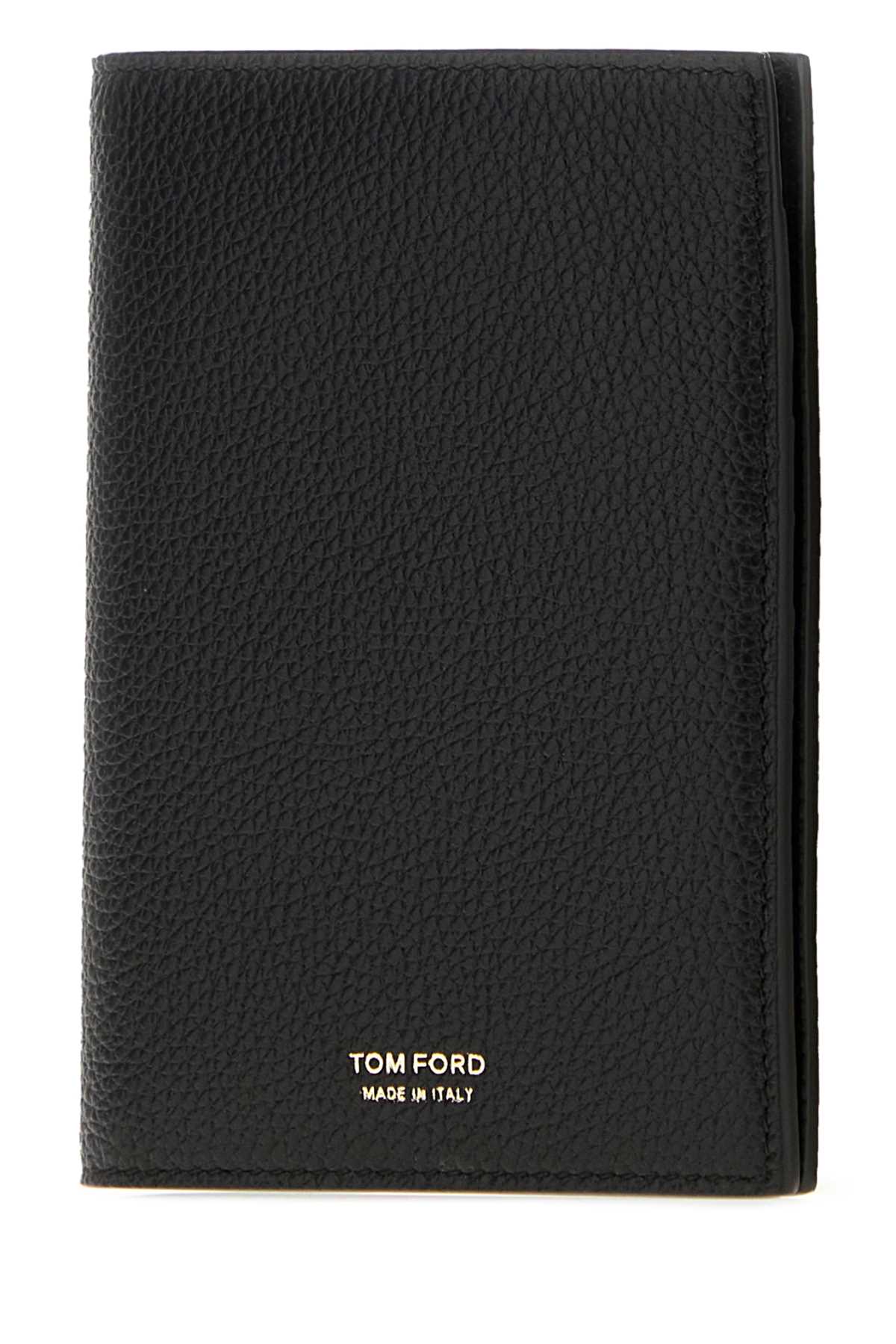 Tom Ford Soft grain leather t line passport holder w/ card