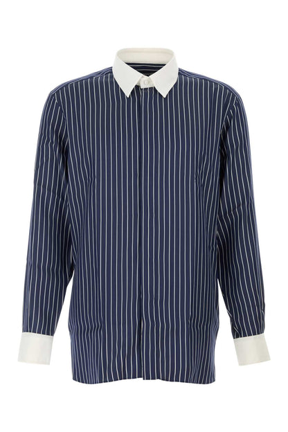 PURE SILK PINSTRIPE JACQUARD CONTRAST FLUID FIT SH SHIRTS