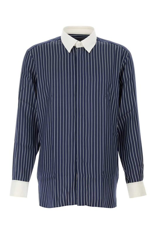 PURE SILK PINSTRIPE JACQUARD CONTRAST FLUID FIT SH SHIRTS