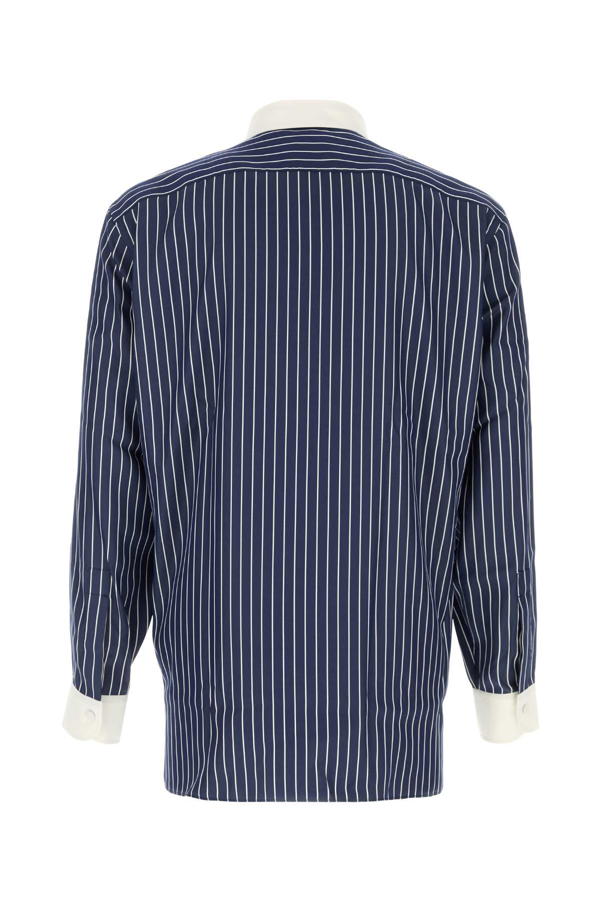 PURE SILK PINSTRIPE JACQUARD CONTRAST FLUID FIT SH SHIRTS
