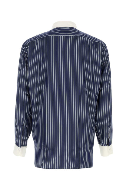 PURE SILK PINSTRIPE JACQUARD CONTRAST FLUID FIT SH SHIRTS