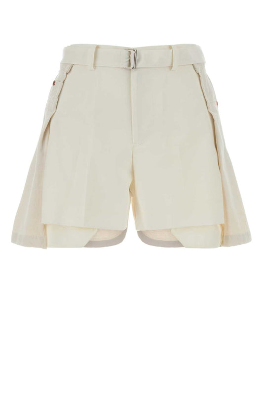 Sacai Wool suiting x denim shorts
