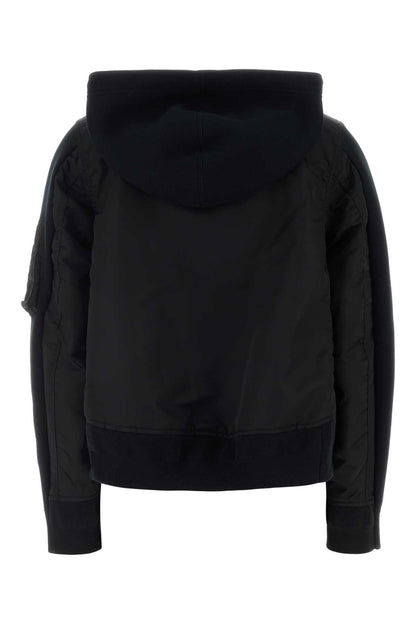 Sacai Sponge sweat x nylon twill hoodie