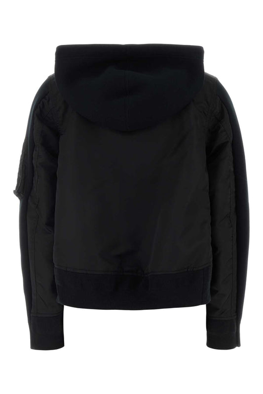 Sacai Sponge sweat x nylon twill hoodie