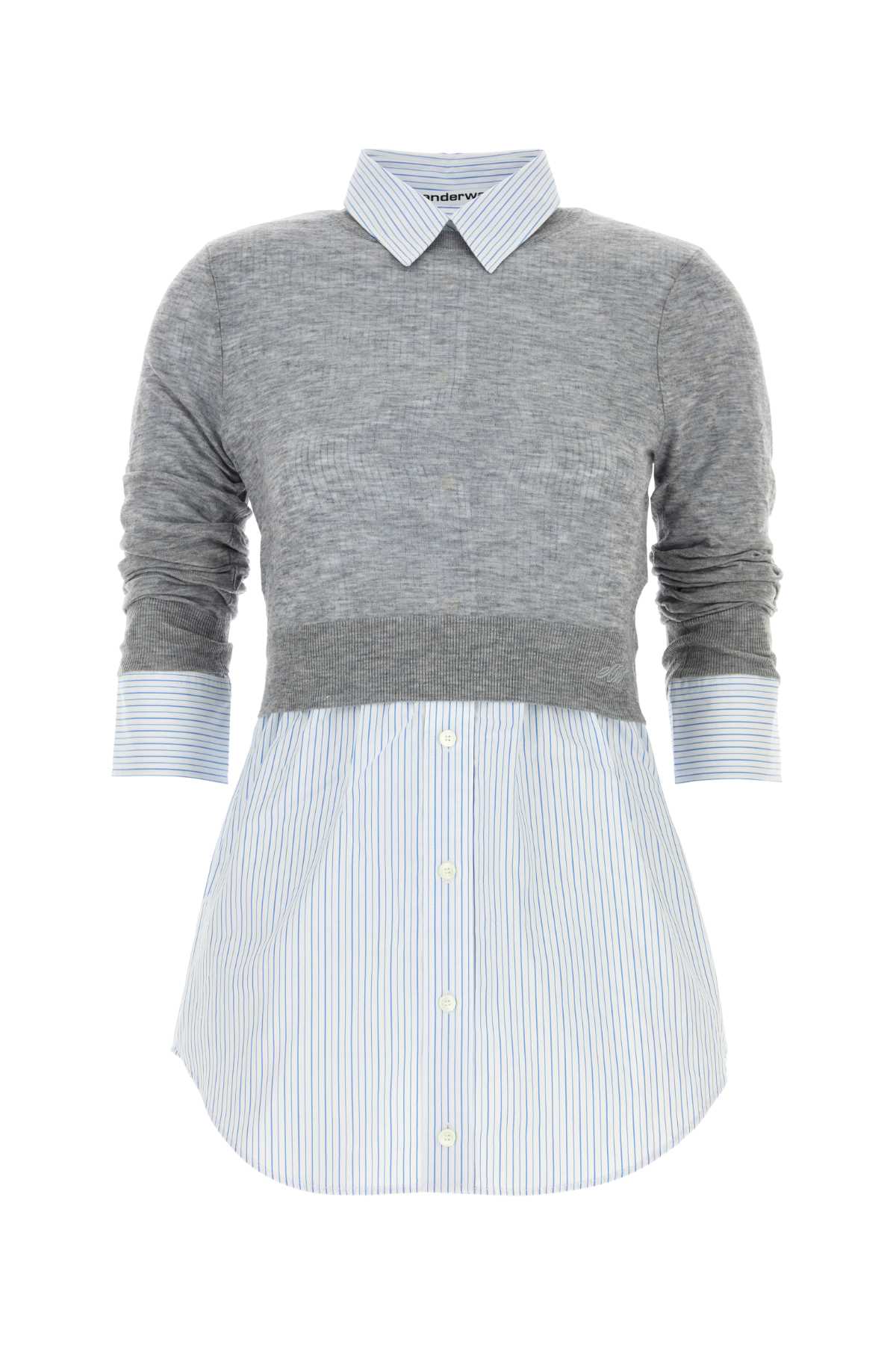 Alexander Wang Button up w/ sheer crewneck