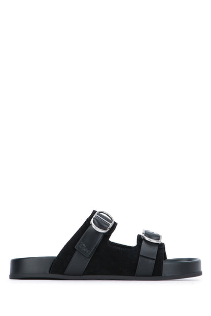 SLIDE SUEDE FASCIA NERA SU NERO SANDALS