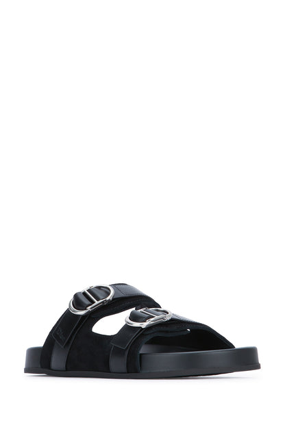 SLIDE SUEDE FASCIA NERA SU NERO SANDALS