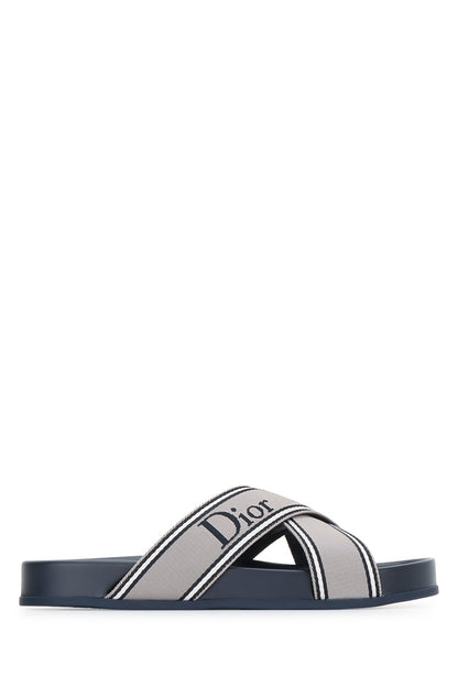 SLIDE INCROCIO GRIGIO BLU DIOR SLIPPERS