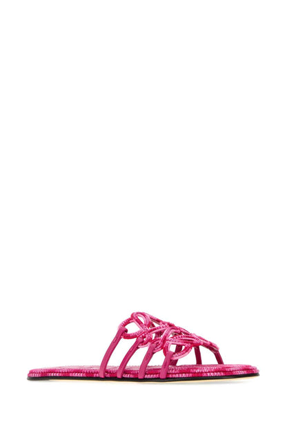 PETAL ANAGRAM SLIDE EMBOIDERY SLIPPERS