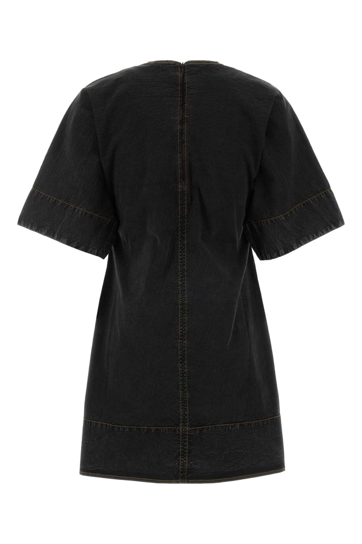 Ganni Washed stretch cotton boxy kimono mini dress