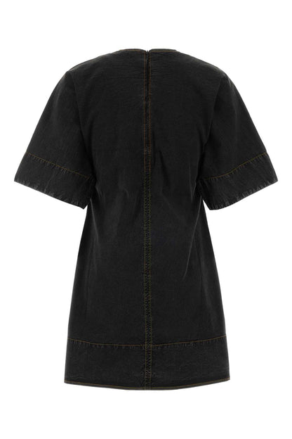 Ganni Washed stretch cotton boxy kimono mini dress