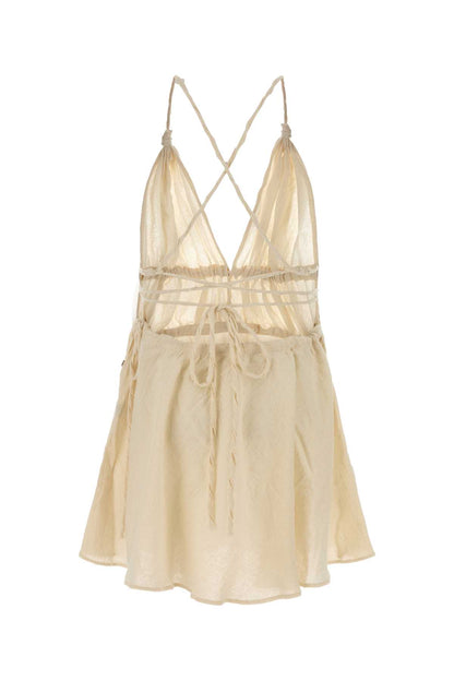 MINI VNECK DRESS W/ ADJ NECK, BUST & WAIST TIES DRESSES