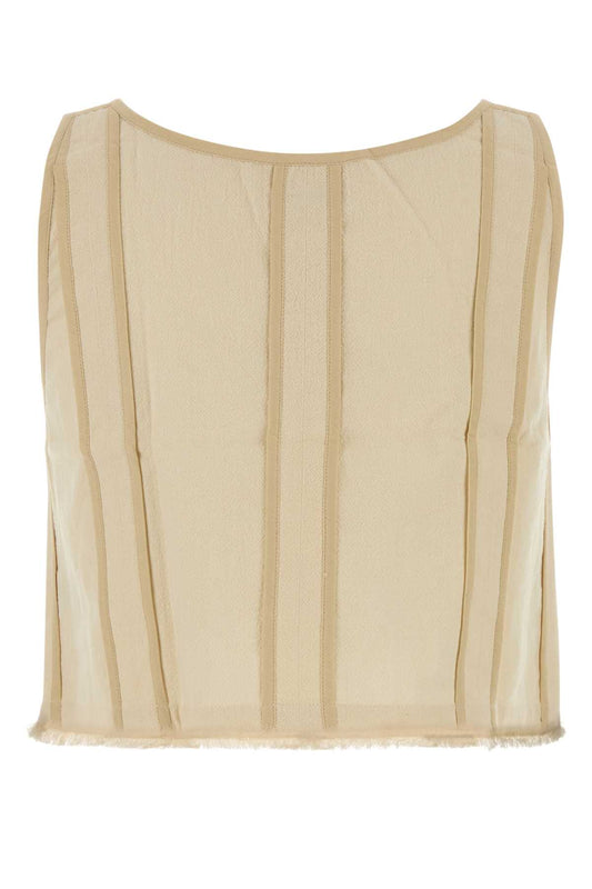 SLEEVELESS CROPPED VEST W/ BINDINGS DETAIL TOPS