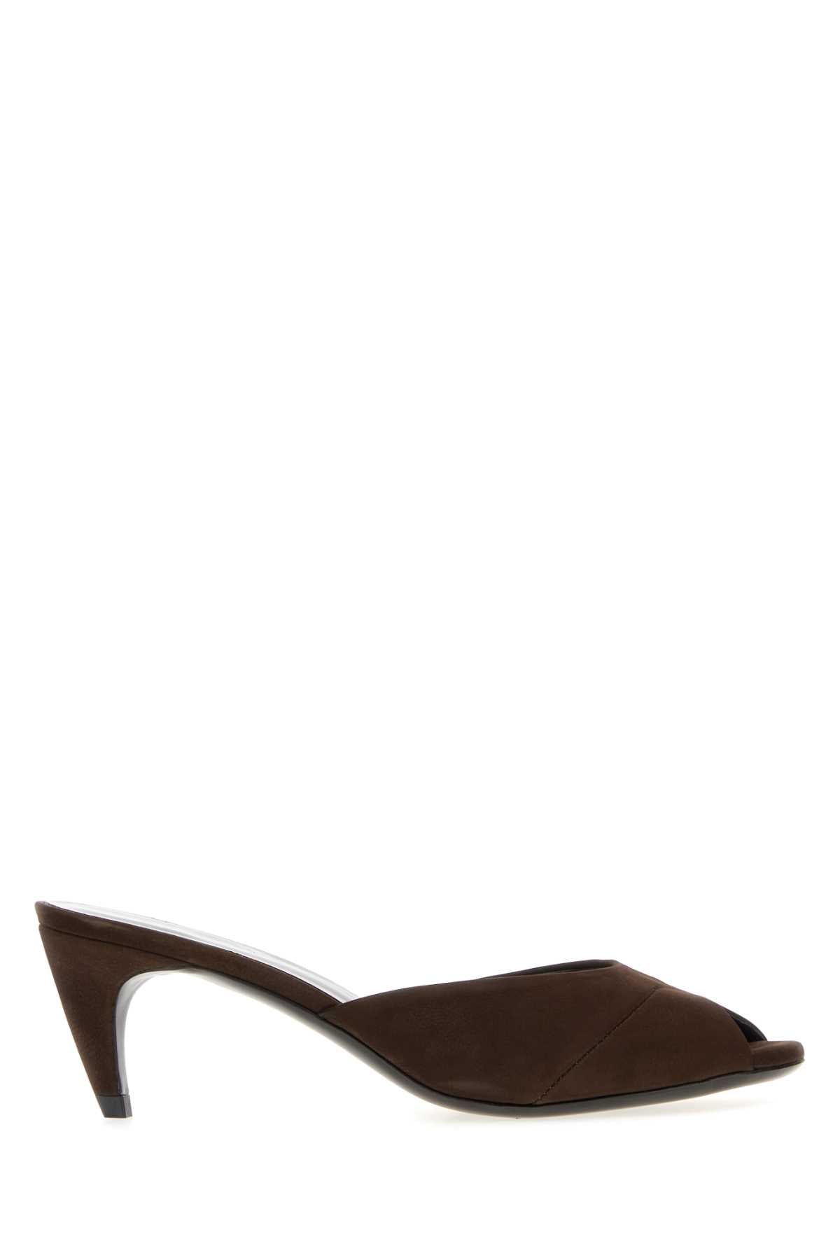 CAVE MULE BROWN NUBUCK LEATHER PUMPS