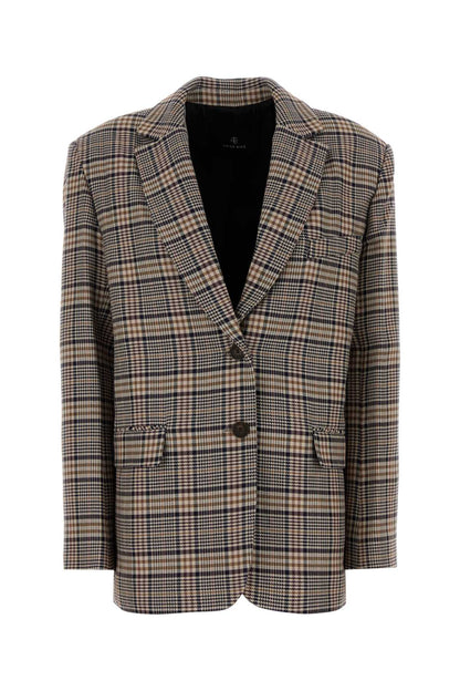 Anine Bing Quinn blazer - beige and navy checks