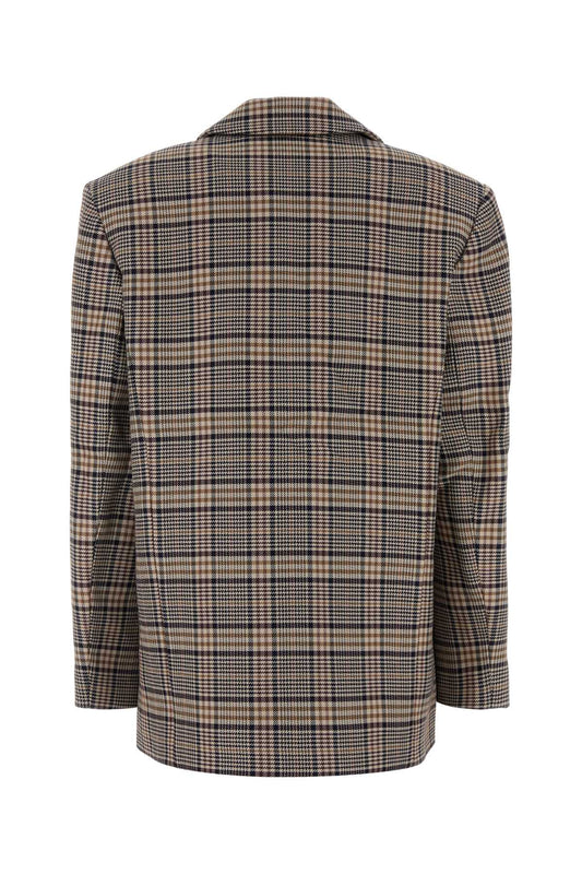 Anine Bing Quinn blazer - beige and navy checks