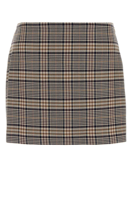 TIERRA SKIRT - BEIGE AND NAVY CHECKS SKIRTS