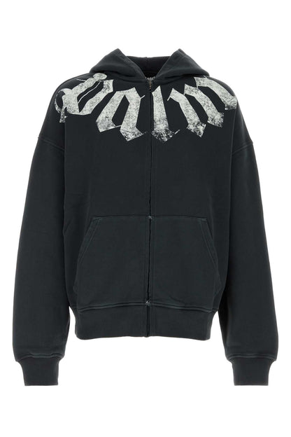 BIG NECK LOGO ZIP LOOSE HOODIE SWEATSHIRTS