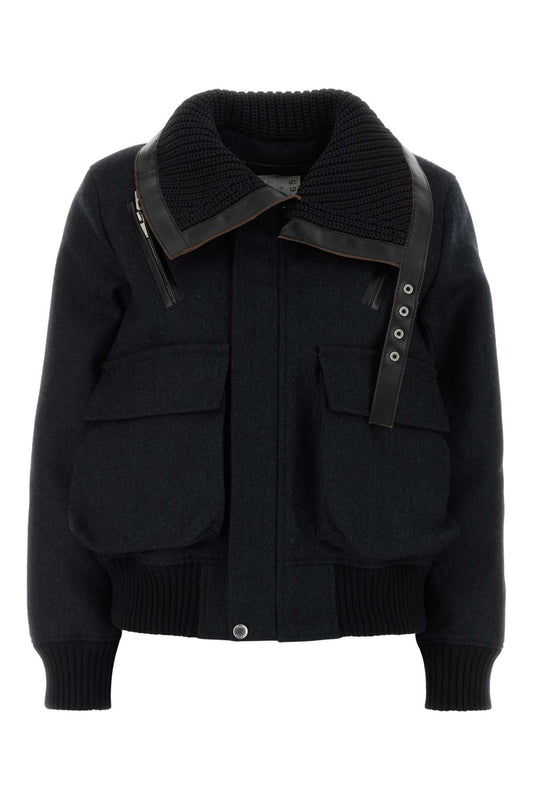 DOUBLE-FACED HERRINGBONE PUFFER BLOUSON DOWN JACKETS